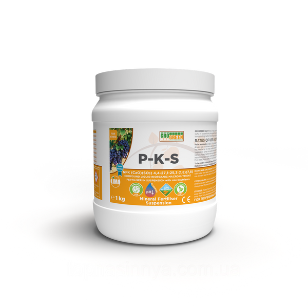 Добрива ГроГрін GEL P-K-S NPK 6-47-44 + 4,5 CaO + 13,7 SO3 + TE 1кг. 3681 фото