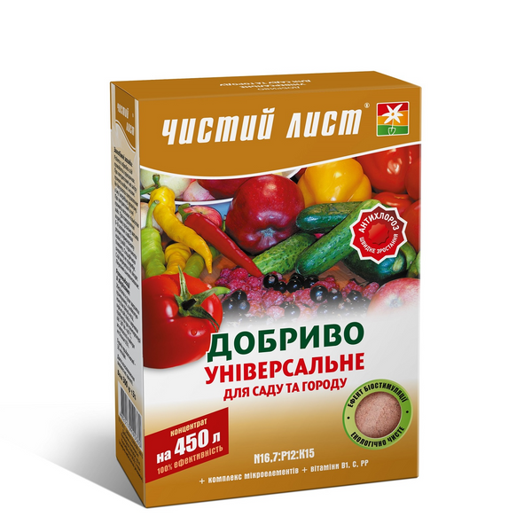 Кристалічне добриво &laquo;Чистий лист&raquo; універсальне для саду та городу 300г 1457 фото