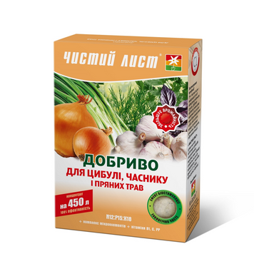 Кристалічне добриво &laquo;Чистий лист&raquo; для цибулі, часнику та пряних трав 300г 1458 фото